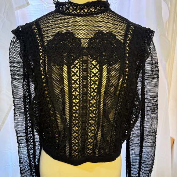 For Love & Lemons Victorian Tulle Blouse Black Sz: Large - Picture 2 of 8